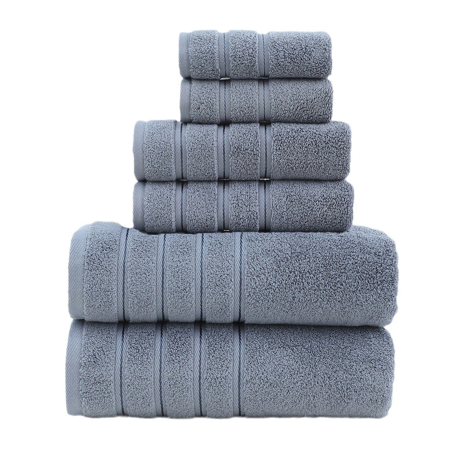 Gray - Luxury Cotton Towel Set - 6-Piece - STripleB