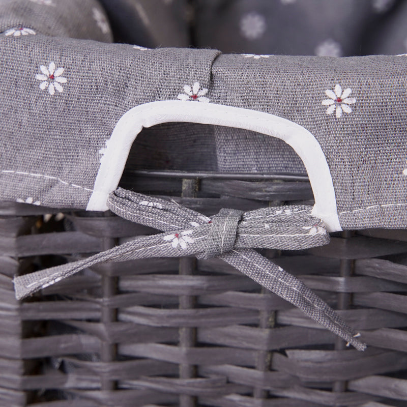 Grey Bedside Table with Wicker Basket - close up of the basket - STripleB