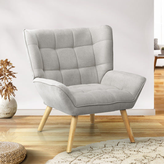Grey Fabric Upholstered Tub Armchair - STripleB