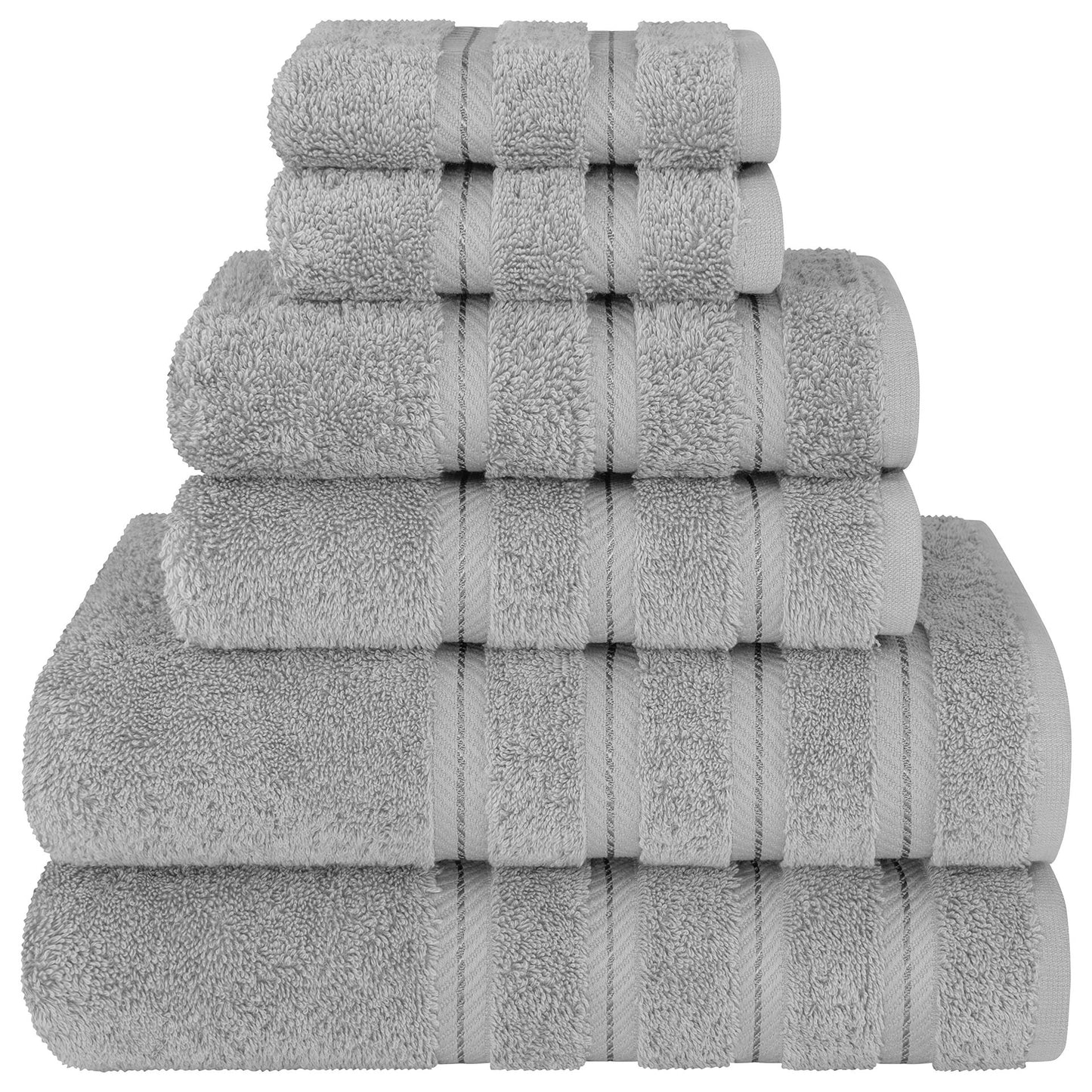 Grey Luxury 6-Piece Combed Cotton Towel Bale Set - Ultra Soft & Absorbent Bath, Hand, Face Towels - STripleB 