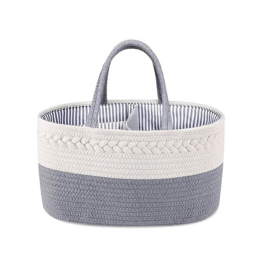 Grey Stylish Cotton Rope Basket for Clothing & Toys - Woven Storage Organizer, 38x23x18cm - STripleB