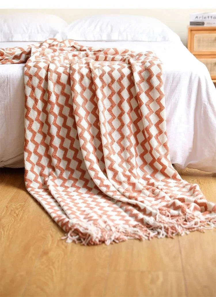 Scandinavian Style Heart Twist Tassel Throw - STripleB 