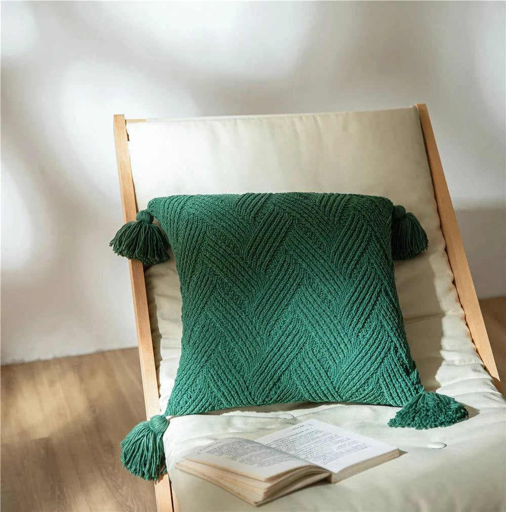 Chenille Handmade Tassel Sofa Cushion Covers - STripleB 