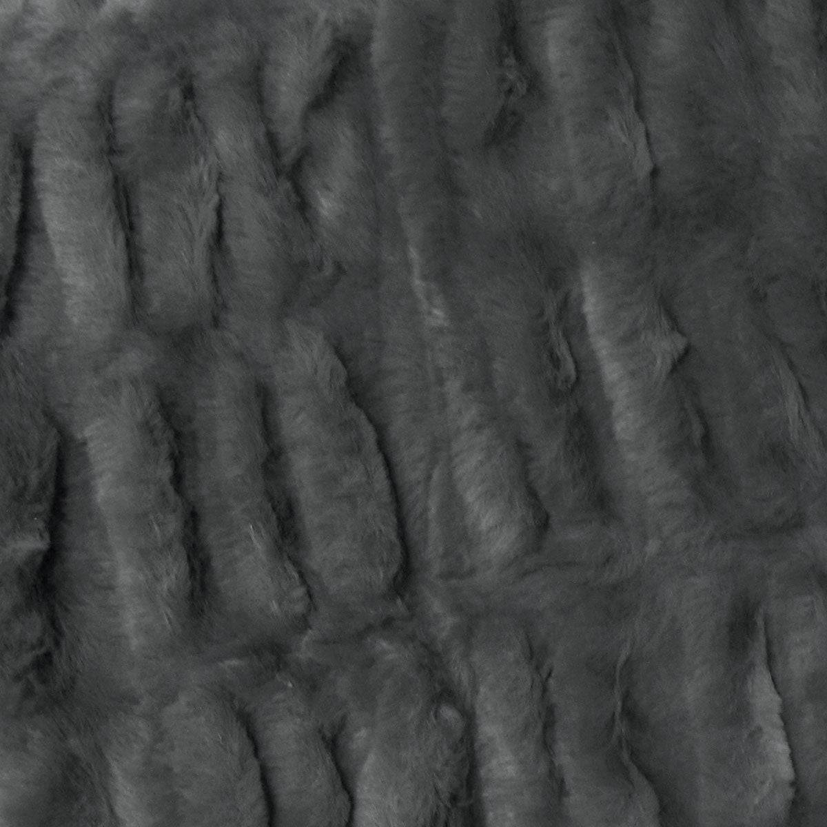Harper Soft Ruched Pattern Faux Fur Throw Rug 127 x 152 cm - Charcoal - STripleB