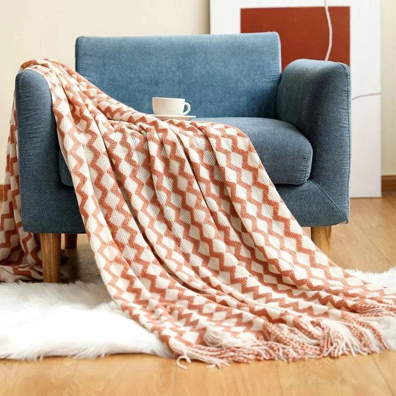 Scandinavian Style Heart Twist Tassel Throw - STripleB 