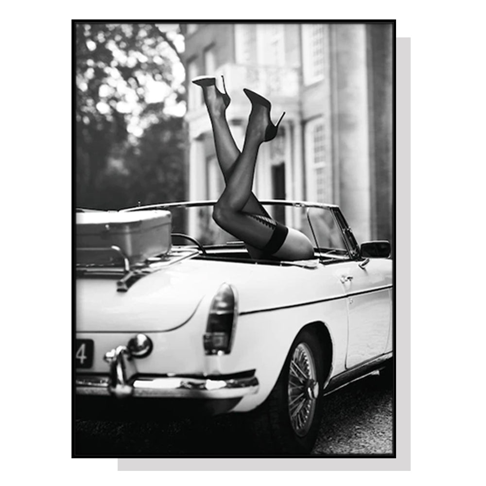High Heels in Classic Car Black Frame Canvas - 70cmx100cm - STripleB