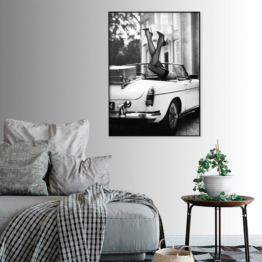 High Heels in Classic Car Black Frame Canvas - 70cmx100cm - STripleB