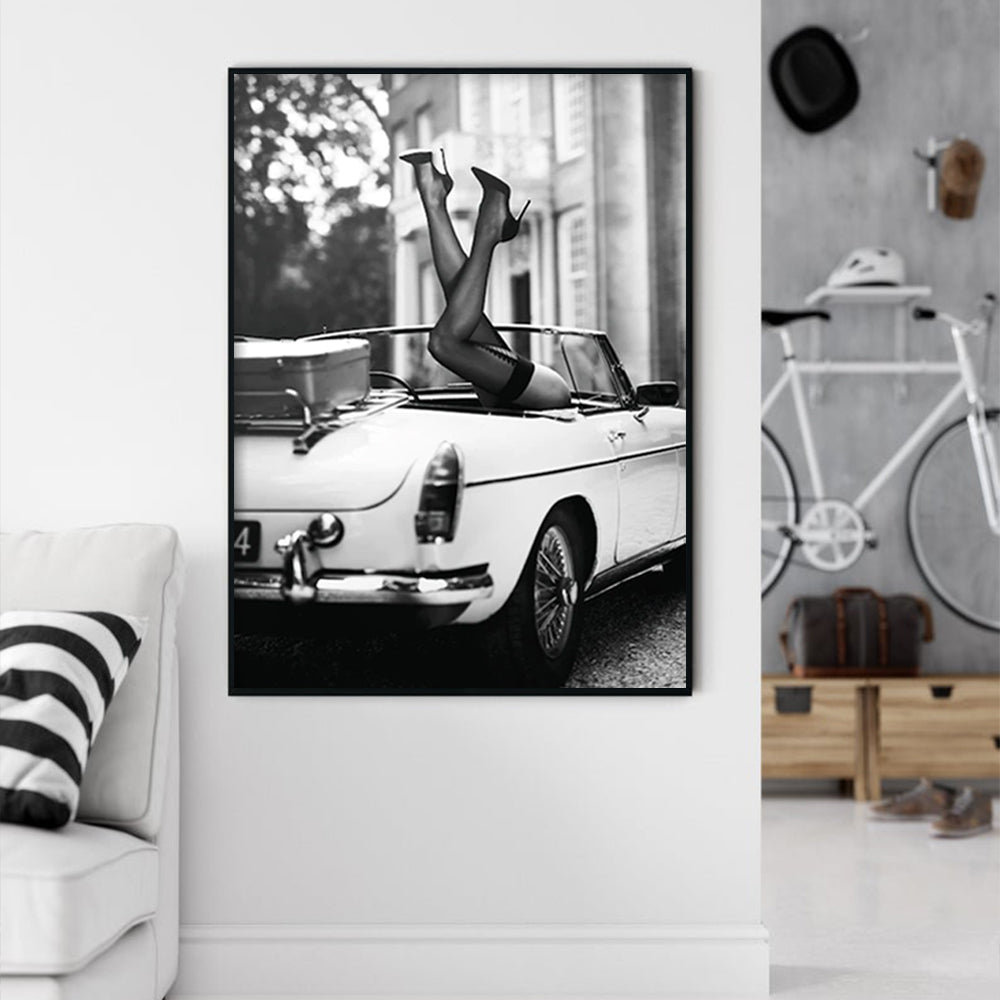 High Heels in Classic Car Black Frame Canvas - 70cmx100cm - STripleB