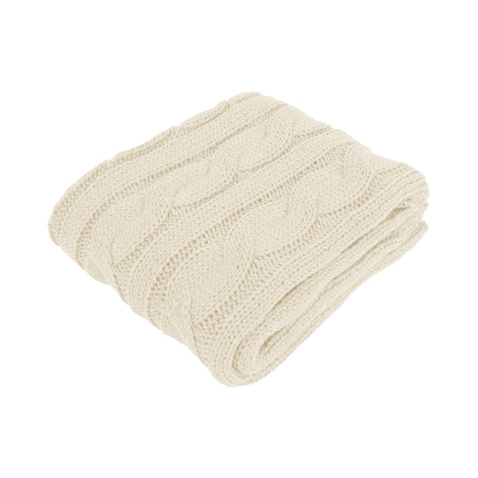 Hudson Cream Knitted Throw Rug - STripleB 