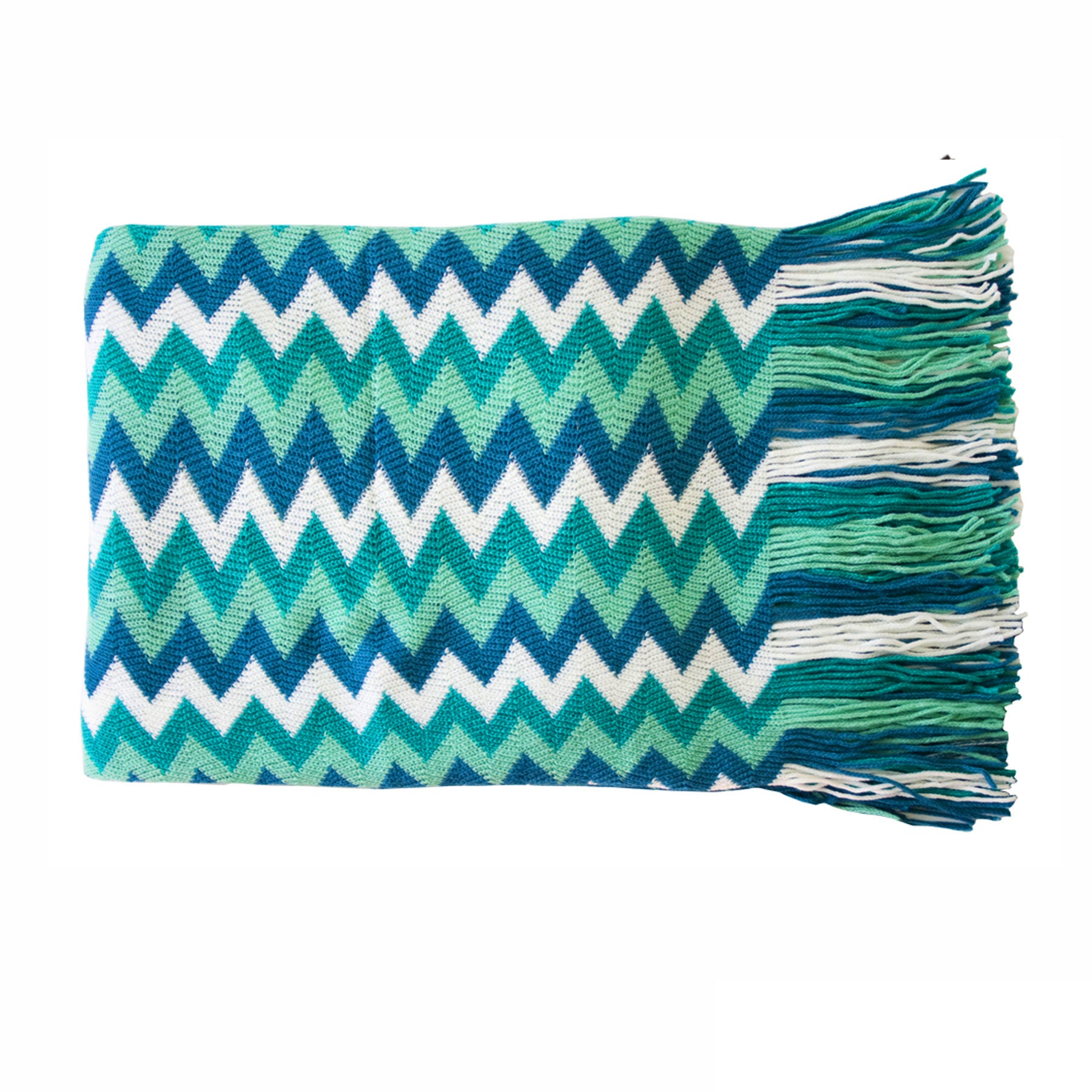 IDC Homewares Chevron Knitted Throw Blue Multi - STripleB 
