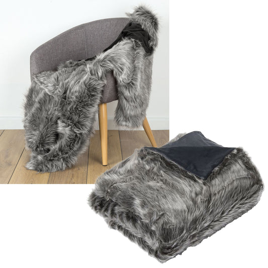 IDC Homewares Luxury Wolf Faux Fur Throw 125 x 150cm - STripleB 