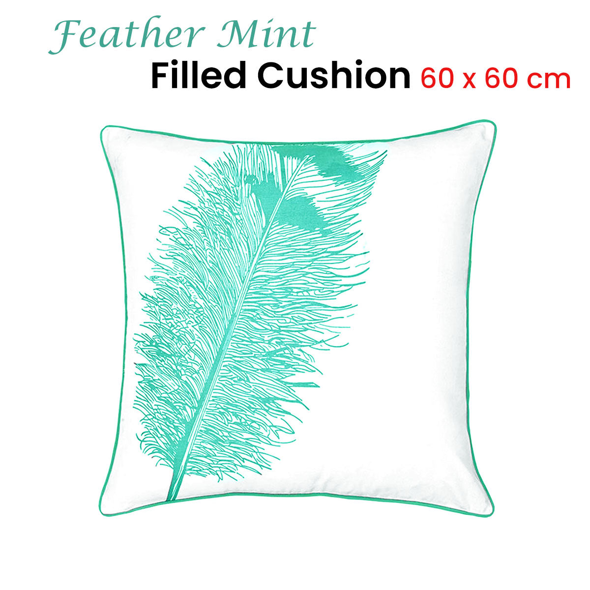 J.Elliot Home Feather Mint Filled Cushion 60 x 60 cm - size - STripleB