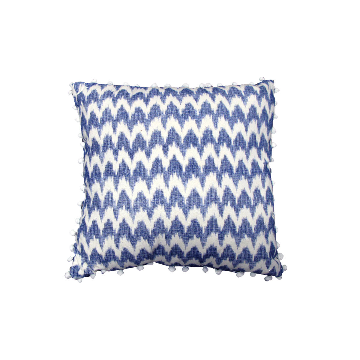 J.Elliot Home Valtina Pom Pom Blue Filled Cushion - STripleB