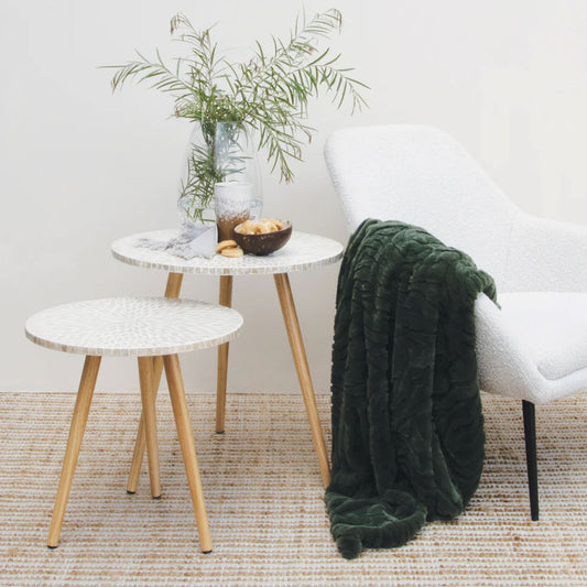 J Elliot Home Rita Sea Kelp Faux Mohair Throw Rug 130 x 160cm - STripleB 