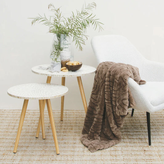 J Elliot Home Rita Woodsmoke Faux Mohair Throw Rug 130 x 160cm - STripleB 