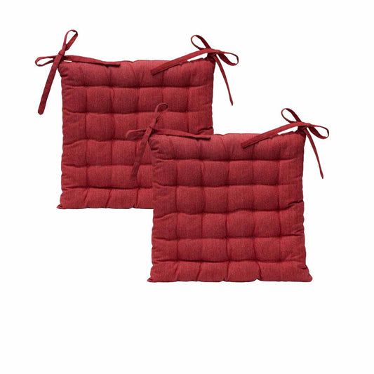 J Elliot Home - Set of 2 Outdoor 100% Cotton Chair Pads - 40 x 40 cm - Solid Red - STripleB