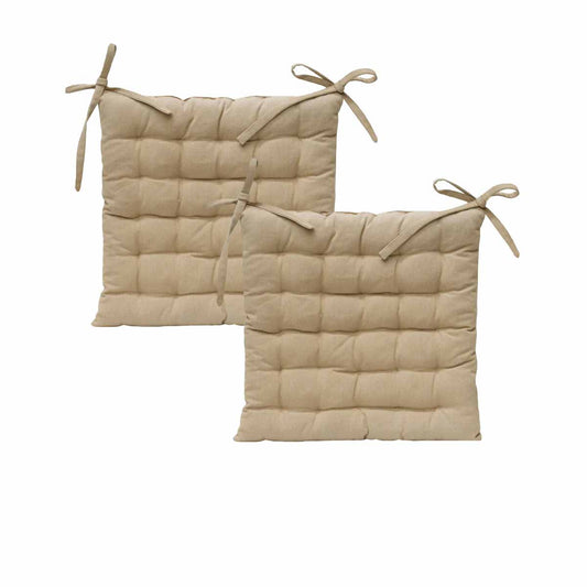 J Elliot Home - Set of 2 Outdoor 100% Cotton Chair Pads - 40 x 40 cm - Solid Taupe - STripleB