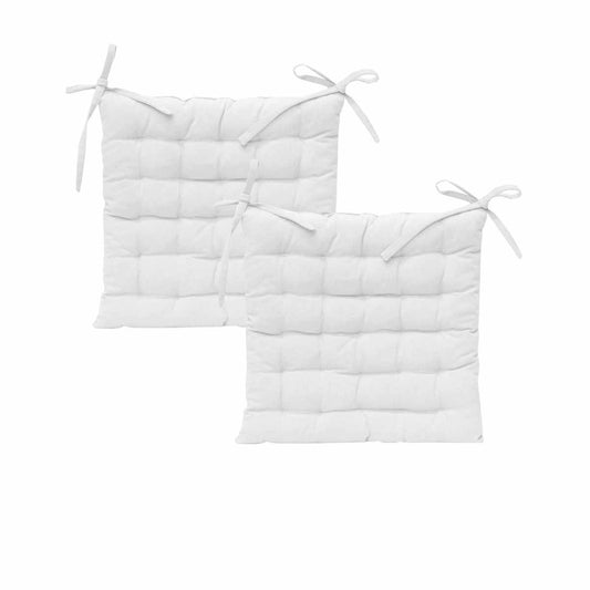 J Elliot Home - Set of 2 Outdoor 100% Cotton Chair Pads - 40 x 40 cm - Solid White - STripleB