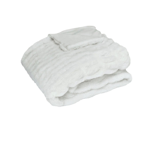J Elliot Home Skyler Ivory Faux Fur Throw Rug 130 x 160cm - STripleB 