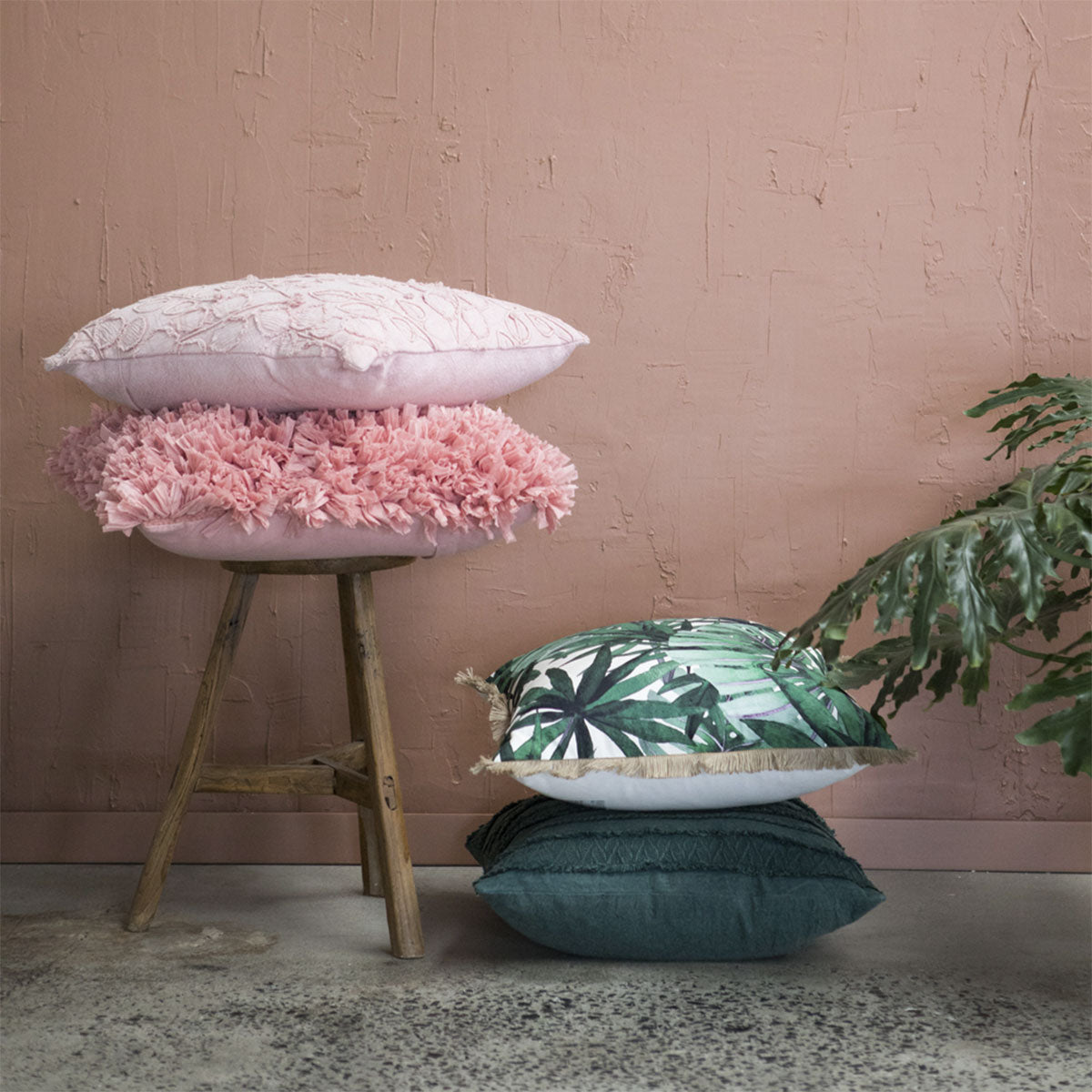 J Elliot Home Elodie Rose Pink Luxury Filled Cushion 50 x 50cm - STripleB