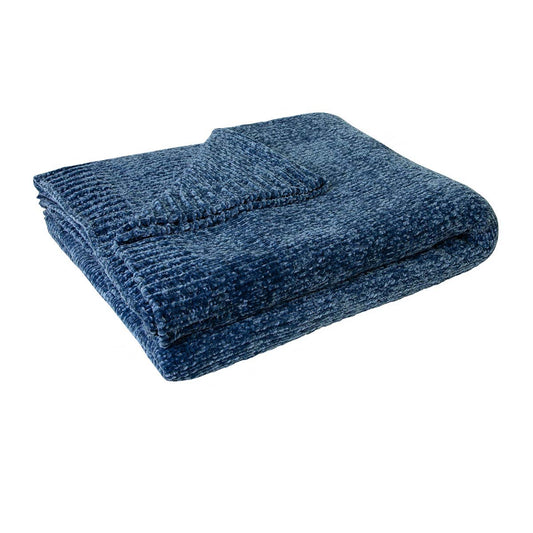 J Elliot Home Leslie Chenille Throw 130 x 160 cm Steel Blue - STripleB