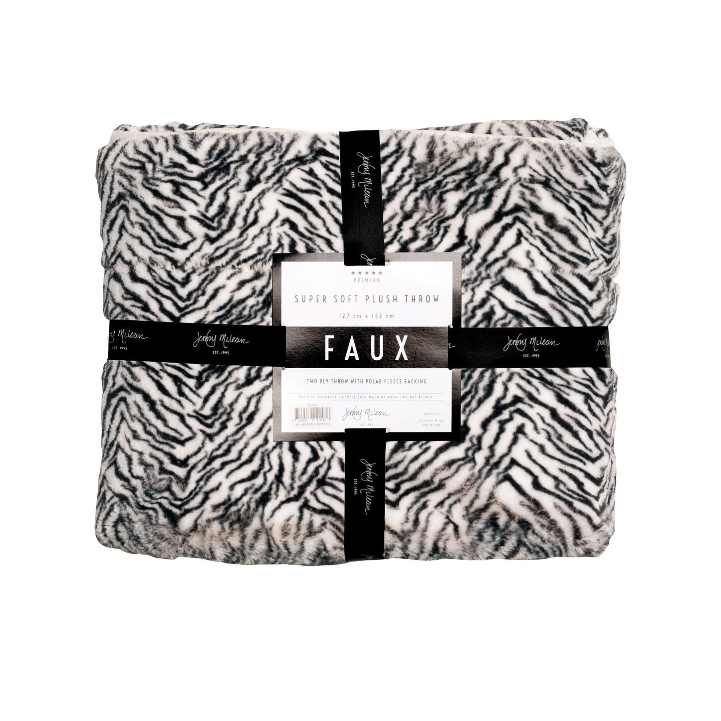 Jenny Mclean 500GSM Cosy Faux Throw 127x152cm - Zebra - STripleB