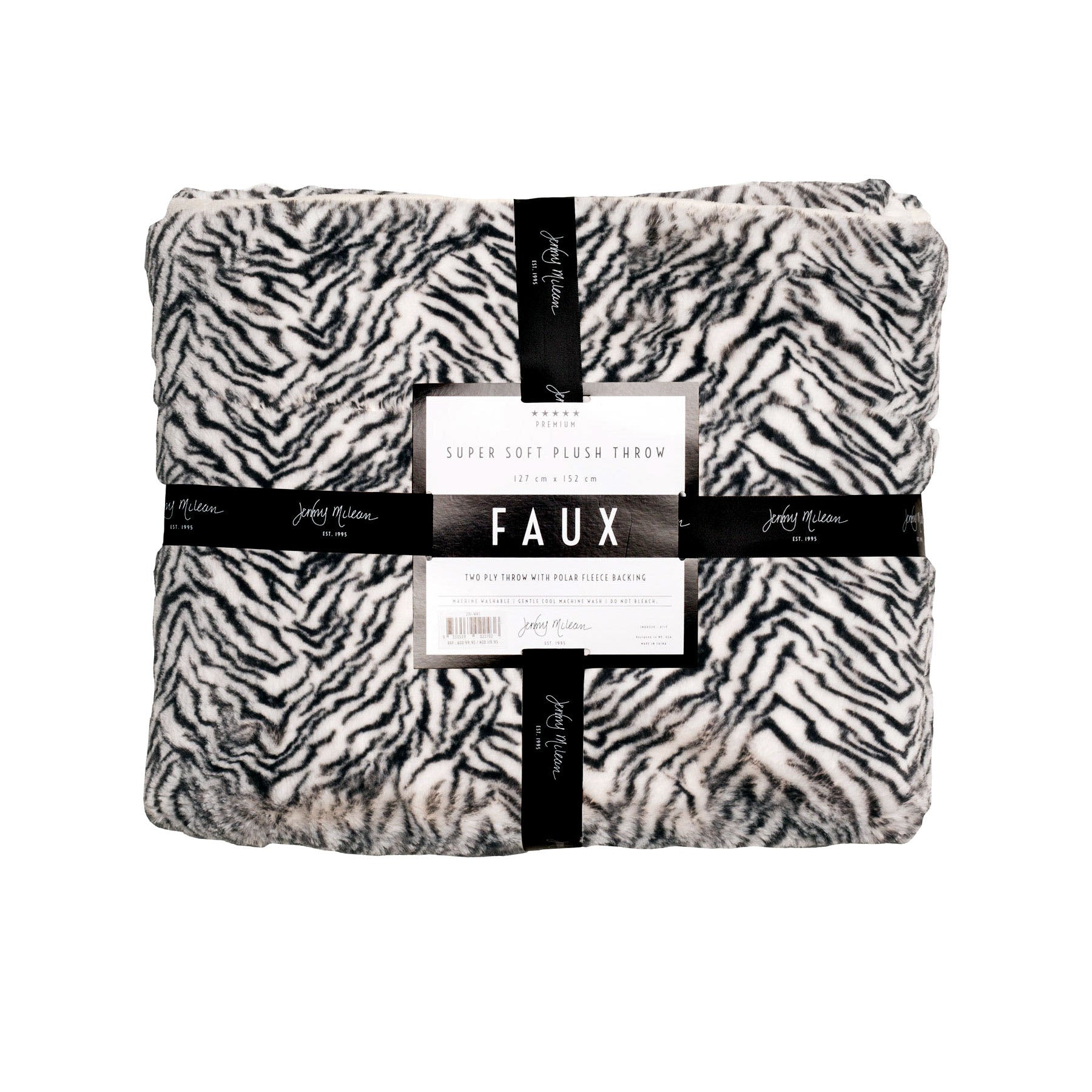 Jenny Mclean 500GSM Cosy Faux Throw 127x152cm - Zebra - STripleB