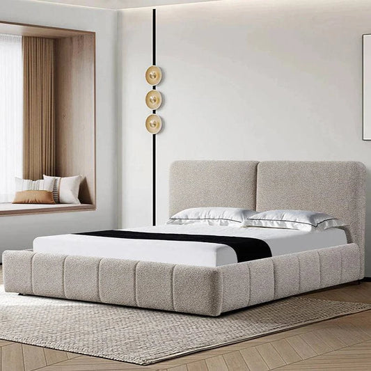 King Bed Frame - Olive Brown Boucle - STripleB 