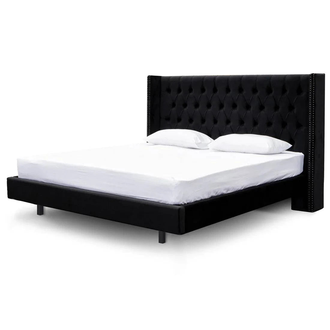 King Bed Frame - Black Velvet - STripleB 