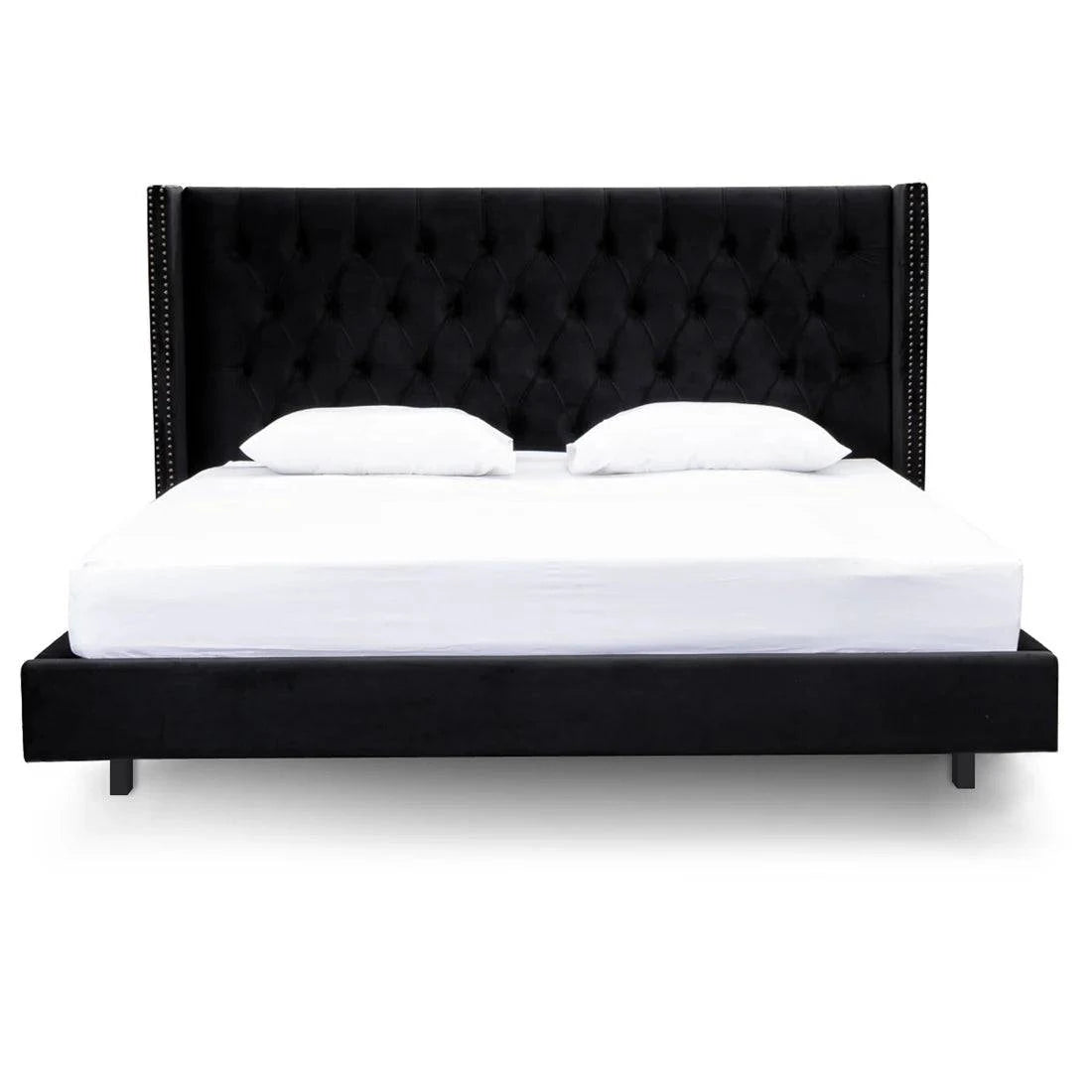 King Bed Frame - Black Velvet - STripleB 