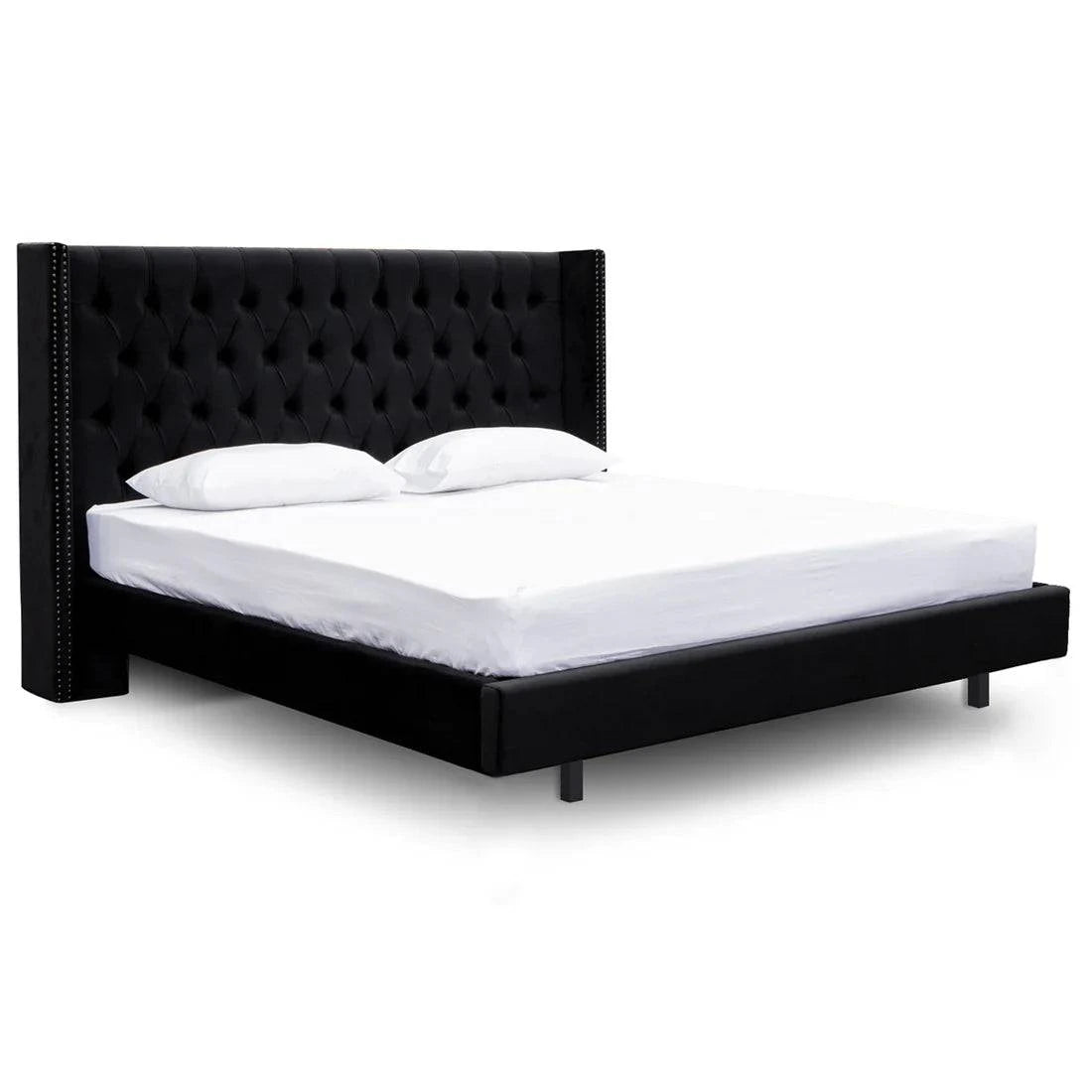 King Bed Frame - Black Velvet - STripleB 