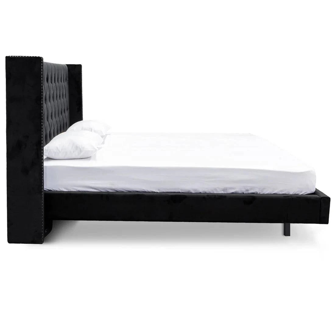 King Bed Frame - Black Velvet - STripleB 