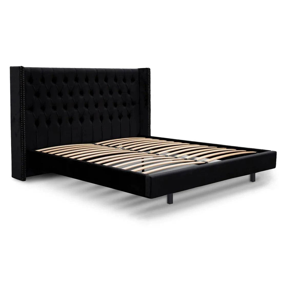 King Bed Frame - Black Velvet - STripleB 