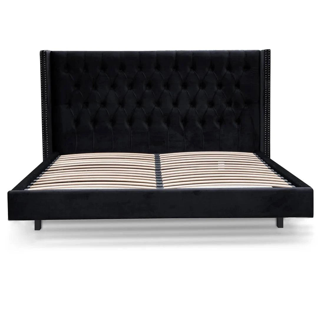 King Bed Frame - Black Velvet - STripleB 