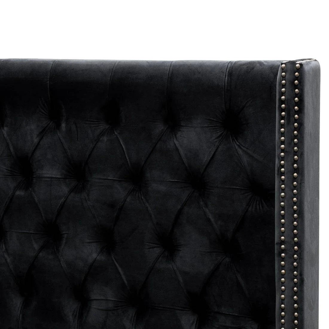 King Bed Frame - Black Velvet - STripleB 