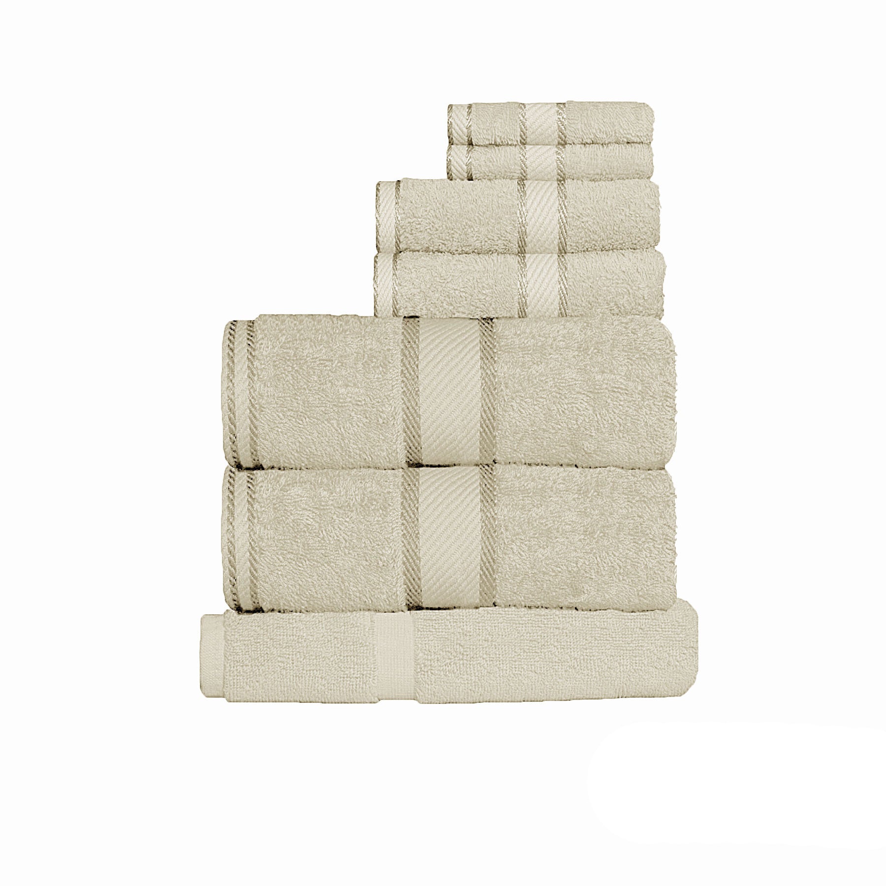 Kingtex 550gsm - Cotton 7 Pce Towel Set - Beige - STripleB
