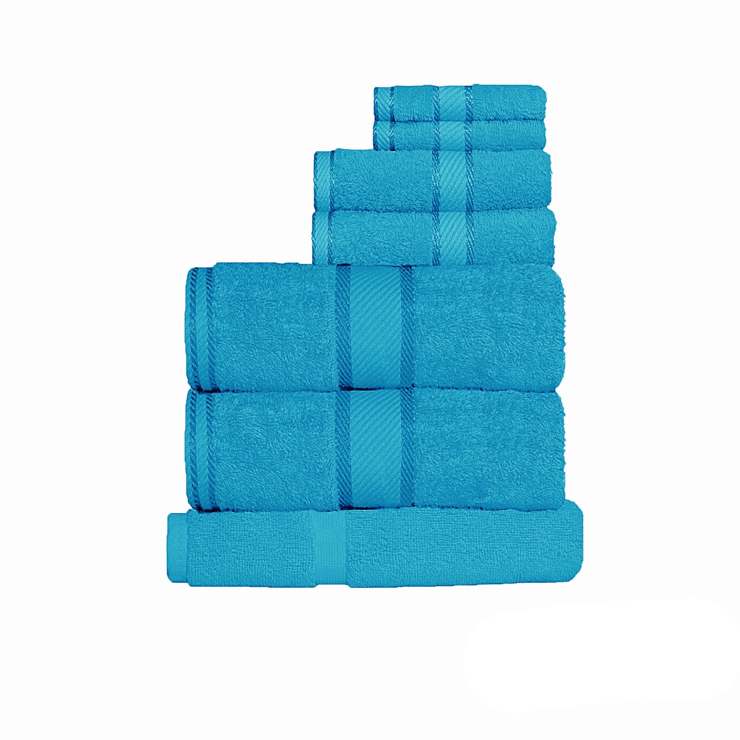 Kingtex 550gsm Cotton - 7 Pce Towel Set - Aqua - STripleB