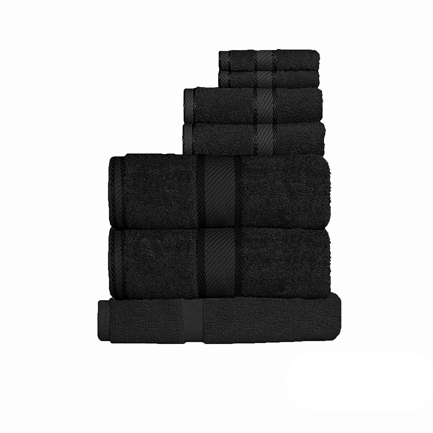 Kingtex 550gsm Cotton - 7 Pce Towel Set - Black - STripleB