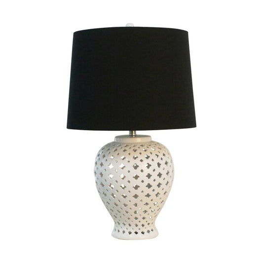 Lattice Tall White Table Lamp - Available in Black and Blue Shades - STripleB