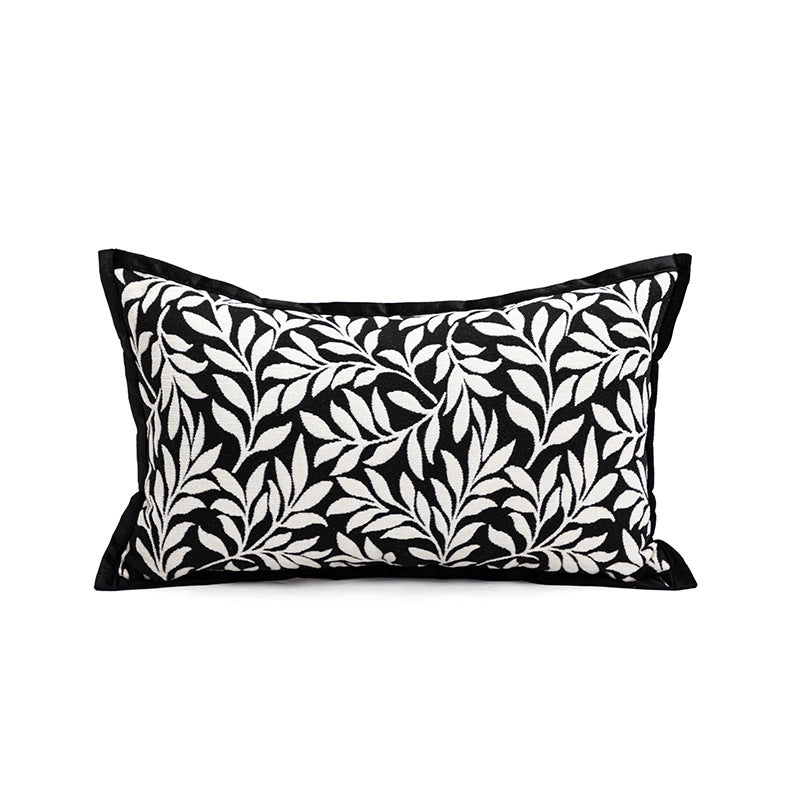 Leaves Triangle Elegant Two-Piece INS-Style Jacquard Pillow Covers - Black & White Sofa Decor - STripleB