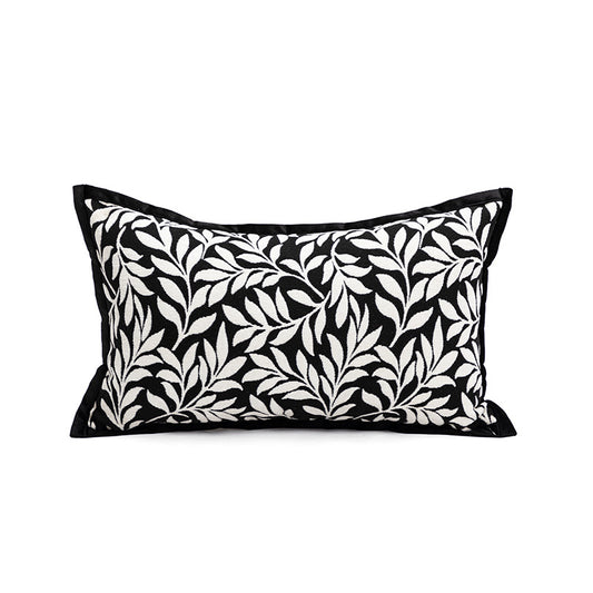 Leaves Triangle Elegant Two-Piece INS-Style Jacquard Pillow Covers - Black & White Sofa Decor - STripleB