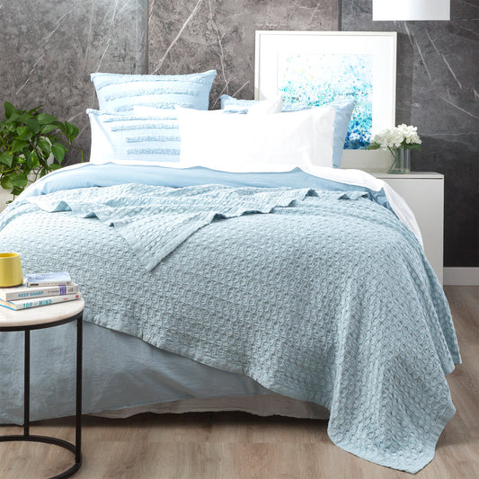Lexico Cotton Waffle Sky Blankets by Renee Taylor - Queen/King - STripleB