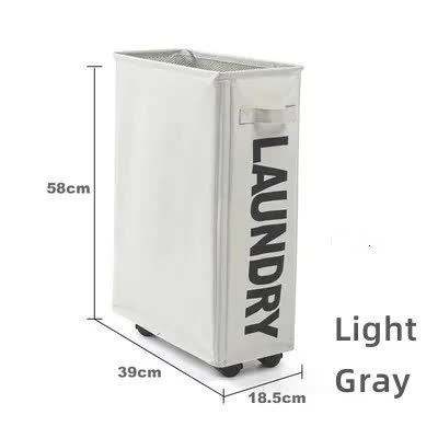 Light Grey - Rolling Laundry Basket with Wheels - 42L - STripleB