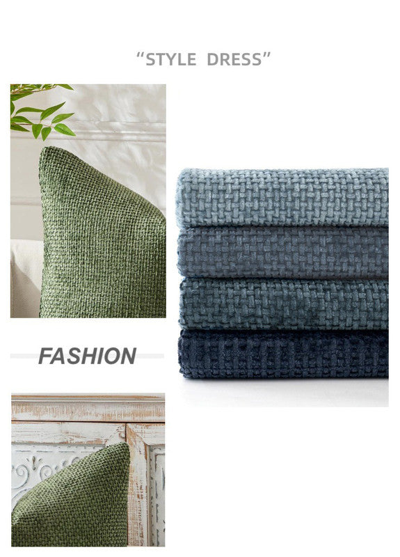 Light Grey Plush Chenille Cushion Covers Set of 2 - Soft Textured Decorative Throw Pillow Cases for Sofa Couch, 45x45cm - STripleB 