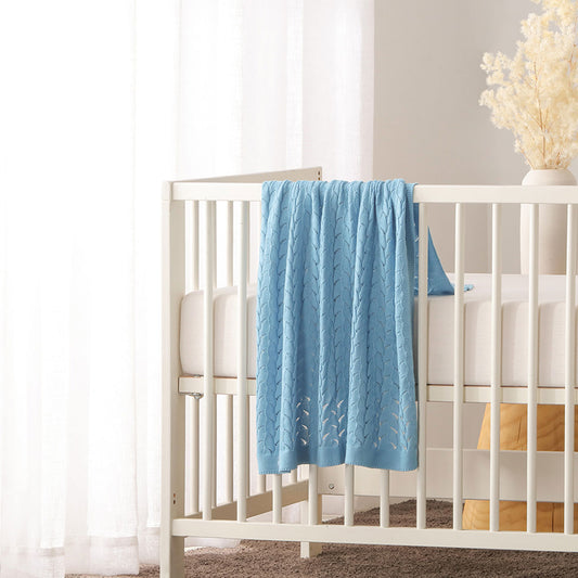 Little Gem Lyla Blue Cotton Baby Blanket 75 x 100 cm - STripleB 