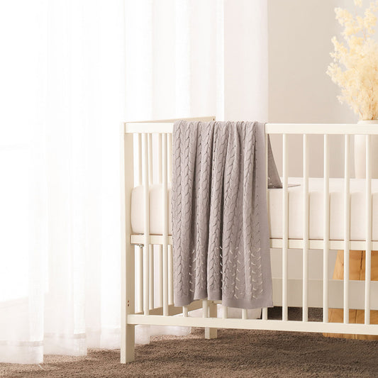 Little Gem Lyla Grey Cotton Baby Blanket 75 x 100 cm - STripleB 