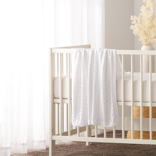 Little Gem Lyla White Cotton Baby Blanket 75 x 100 cm - STripleB 