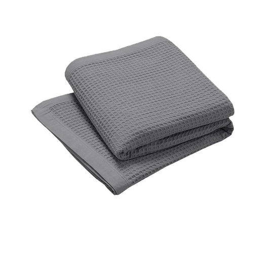 Living @ Home 350gsm 100% Cotton Breathable Waffle Blanket Single 180 x 230 cm Charcoal - STripleB 