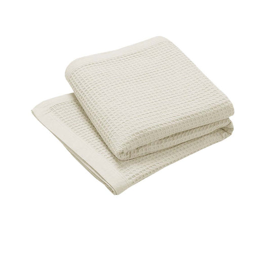 Living @ Home 350gsm 100% Cotton Breathable Waffle Blanket Single 180 x 230 cm Cream - STripleB 