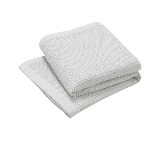 Living @ Home 350gsm 100% Cotton Breathable Waffle Blanket Single 180 x 230 cm White - STripleB 